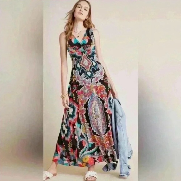 Anthropologie Maeve Maxi Dress Camilla Floral Sleeveless Multicolor Boho Women S - Picture 1 of 14